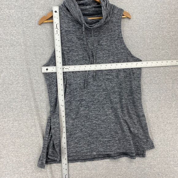 Aerie Shirt Womens Large Gray Sleeveless Drawstring Cowl Neck Split Sides Comfy - Picture 8 of 12